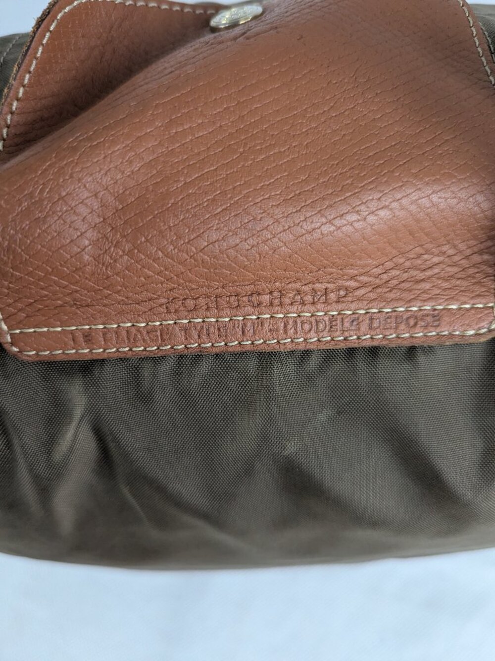 Longchamp Green Nylon Shoulder Bag Used Le Pliage Tote Handbag Lightweight - Picture 6 of 16